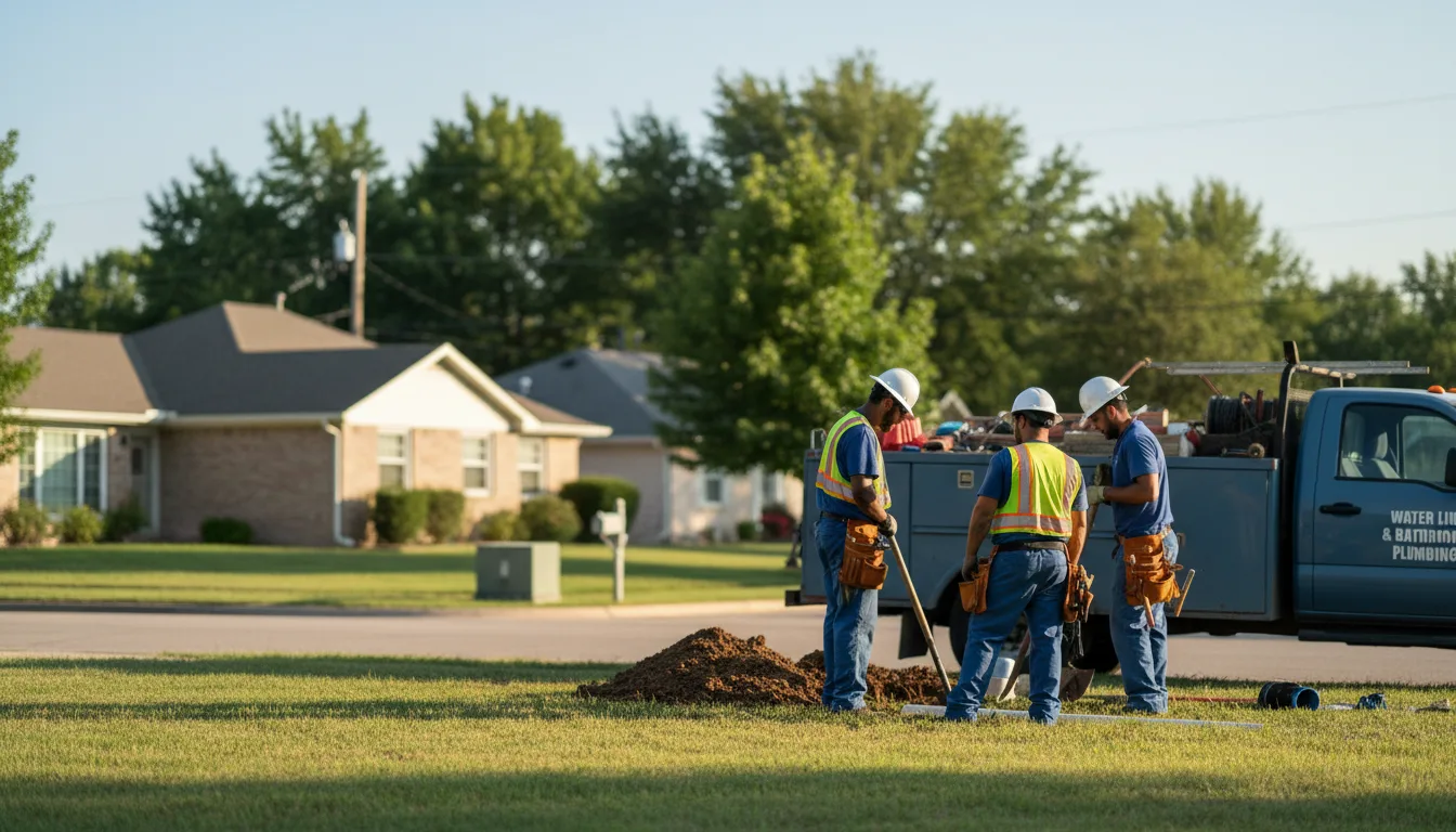 Residential water line and bathroom plumbing service in Mulhall, OK